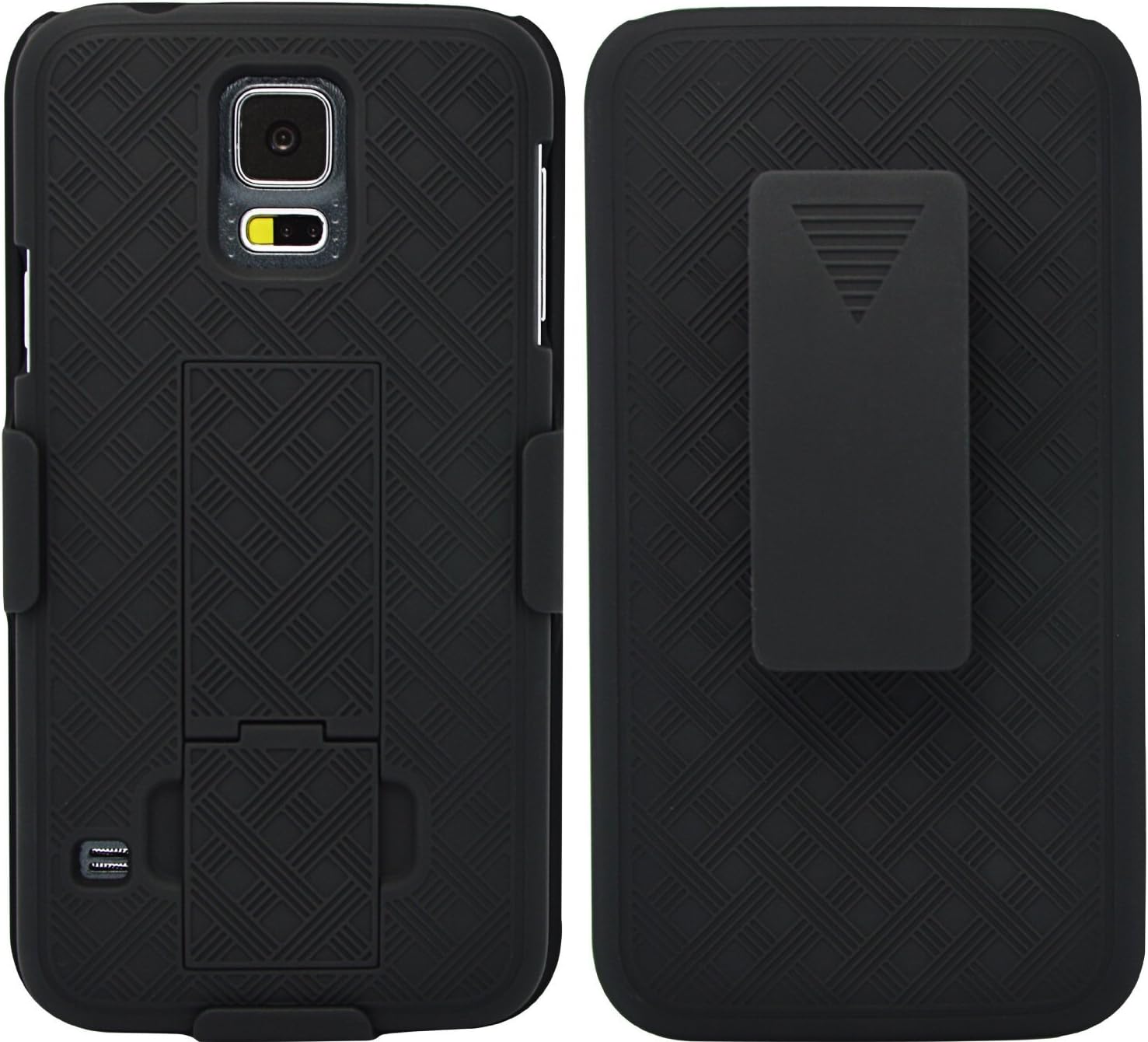 Airix Samsung Galaxy S5 Case Shell Holster Combo Belt Clip Holster Swivel Slim Hard Kickstand Case Cover (Black)