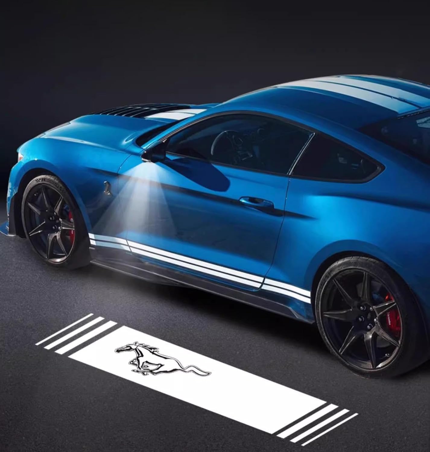 Side Mirror Led Puddle Light Logo Projector for Ford Mustang 2015-2023, Non Fading 4K-HD Car Ghost Shadow Welcome Lamp, 2-Pack