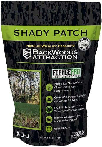 Backwoods Premium Wildlife Products Shady Patch - Mezcla de semillas de parcela de alimentos premium - Bolsa de 5 libras
