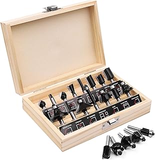 Router Bits 1/4 Inch Shank 15 Pieces, Tungsten Carbide 1/4" Router Bit Set with Wood Box, for Professional and Beginners Carpenter