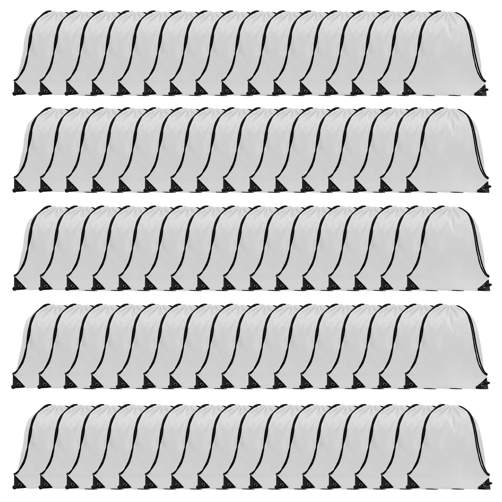 GoodToU Drawstring Bags - Nylon Gym & Travel Drawstring Backpack (White, 80Pcs)