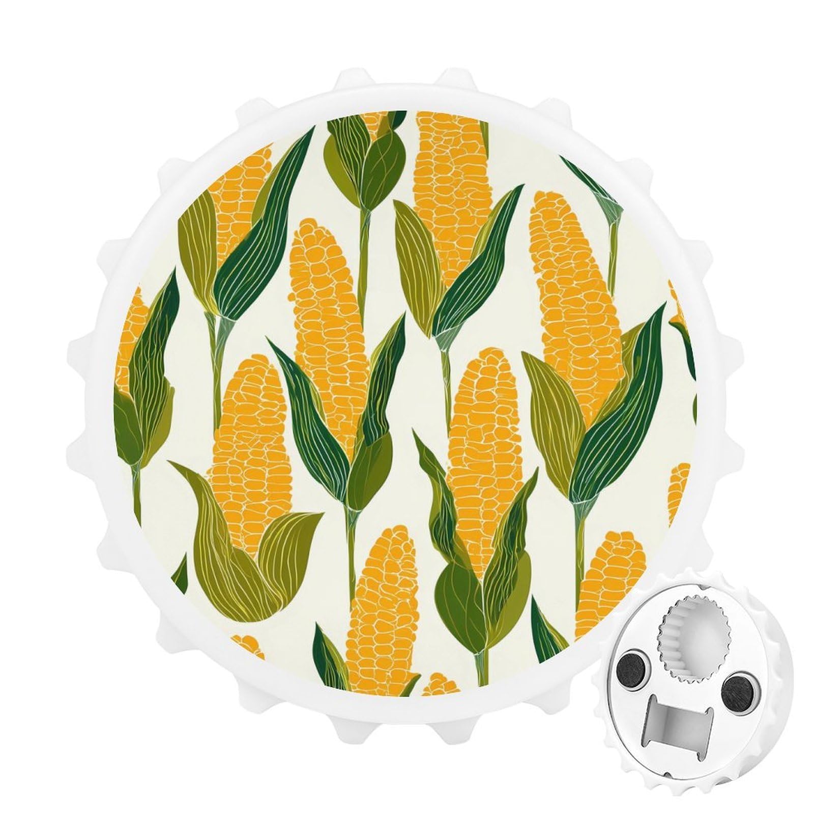 Corn on The Cob Green Leaves Magnetic Bottle Opener Refrigerator Magnet Fridge Magnets Kitchen Supplies