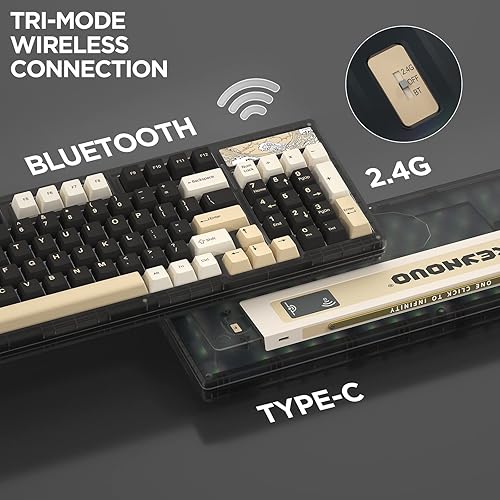 Miniatura 3 de YUNZII Keynovo IF98 Pro Tri-Mode Wireless Bluetooth Junta intercambiable en caliente, teclado mecánico para juegos 98 teclas, 96% 1800 diseño RGB