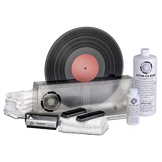 Spin-Clean Limited-Edition "Clear" Vinyl Record Washer Deluxe Kit | Record Cleaning Kit | Vinyl Record Cleaner | Includes Five Extra Drying Cloths, Extra 32oz. Fluid & Extra Brushes | Additional Anti-Static, Carbon Fiber Brush | Perfect for 33, 45 & 78 RPM