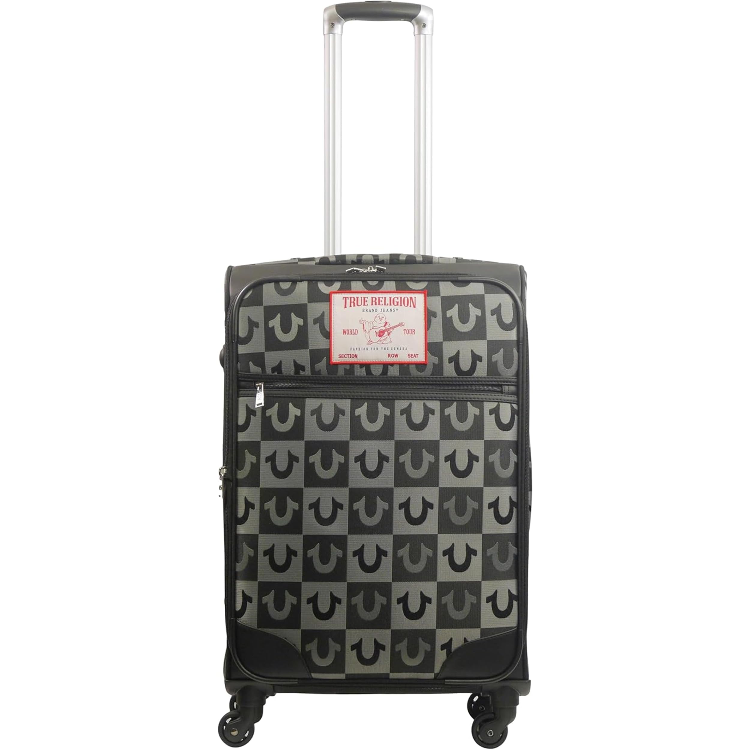 True Religion 27" Rolling Luggage, Soft Sided Suitecases with Spinner Wheels, Black, 27 Inch