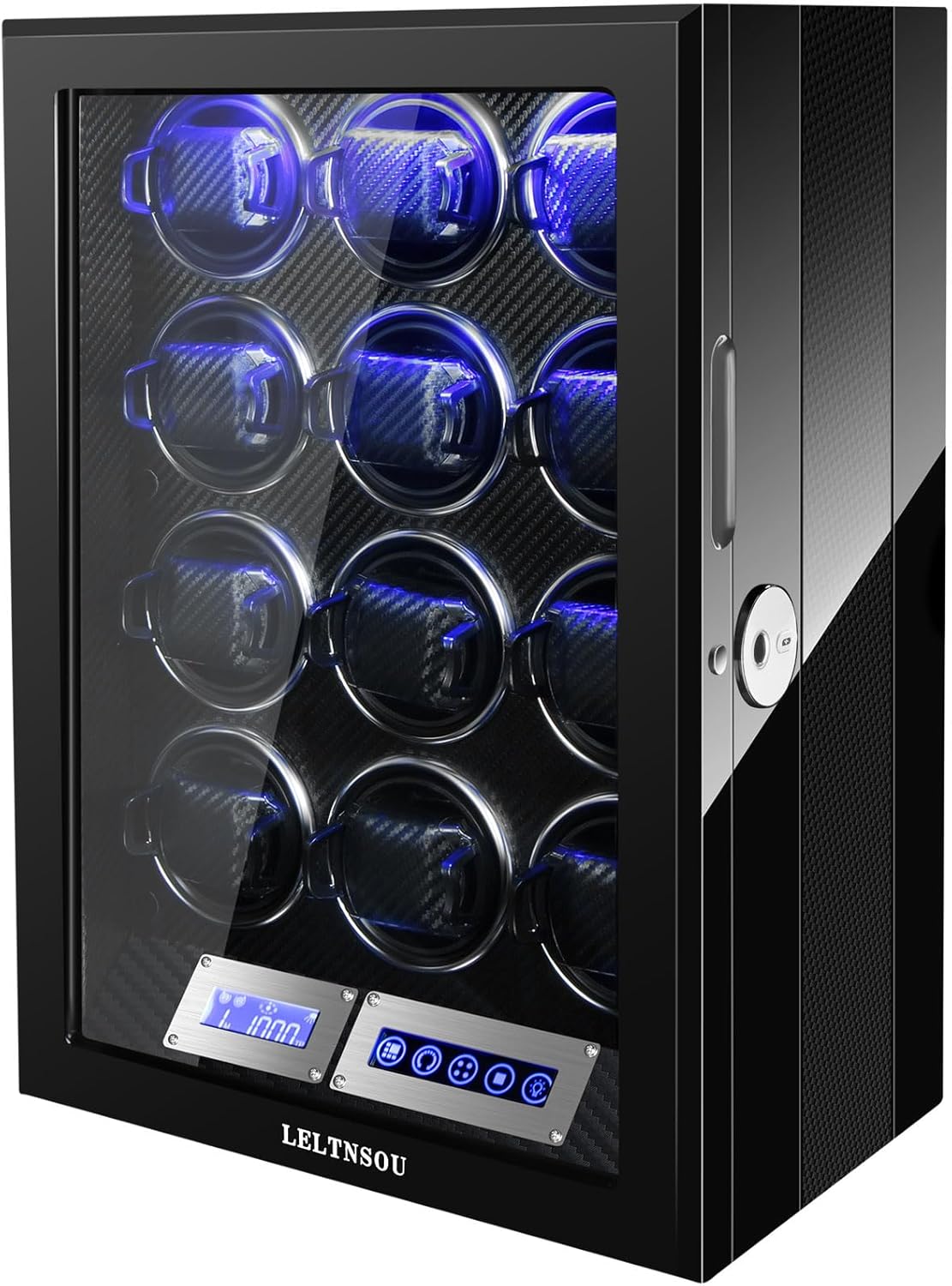 Watch Winder for 12 Slot Automatic Watches, Ultra-Quiet Japanese Motors, Built-in LED Illumination,with LCD Touchscreen Control