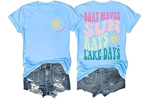 Cool Women's Teen Summer T-Shirts: Boat Waves Sun Rays Lake Days
