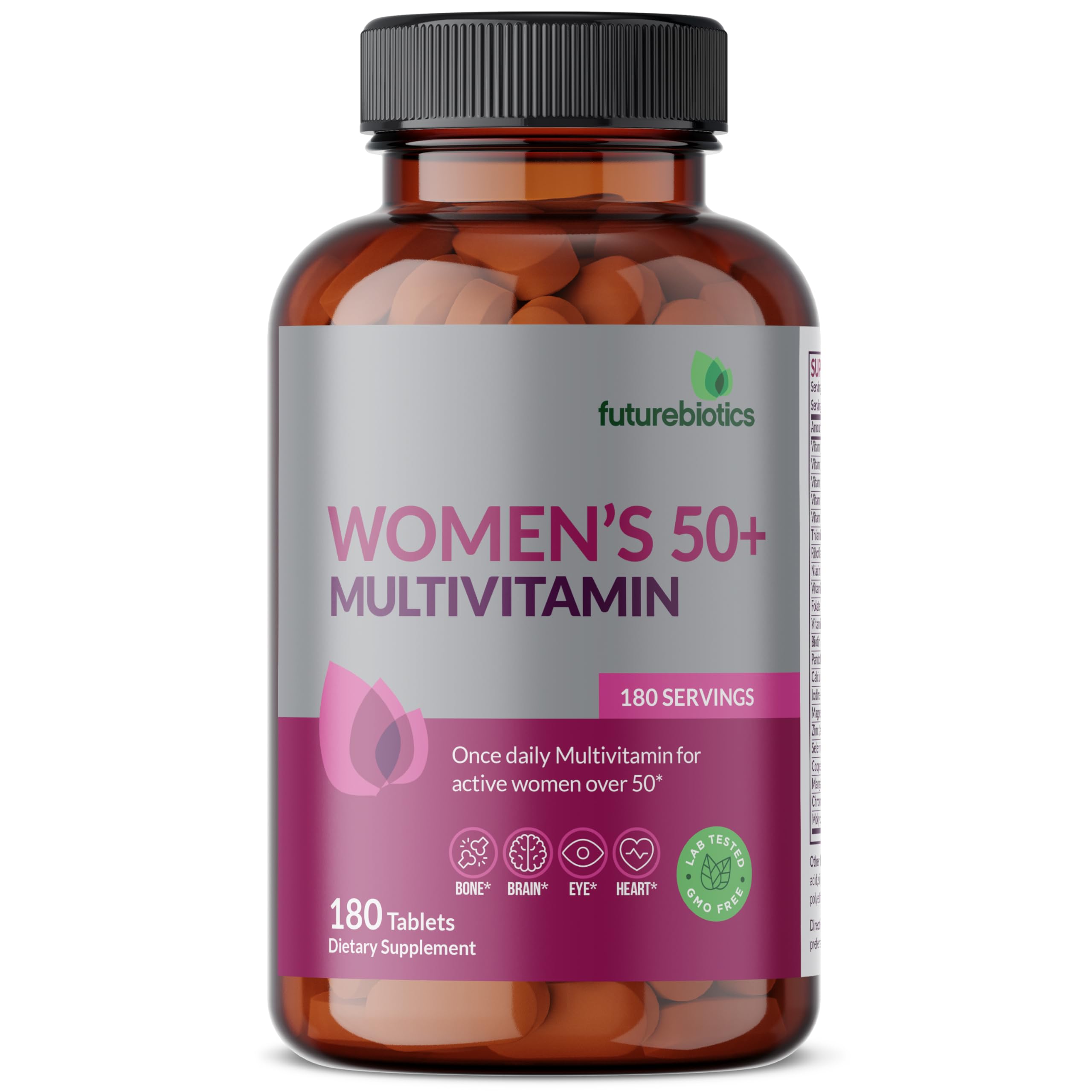Futurebiotics Women's 50+ Multivitamin Once Daily Multivitamin for Active Women Over 50, Non-GMO, 180 Tablets — Amazon image 3