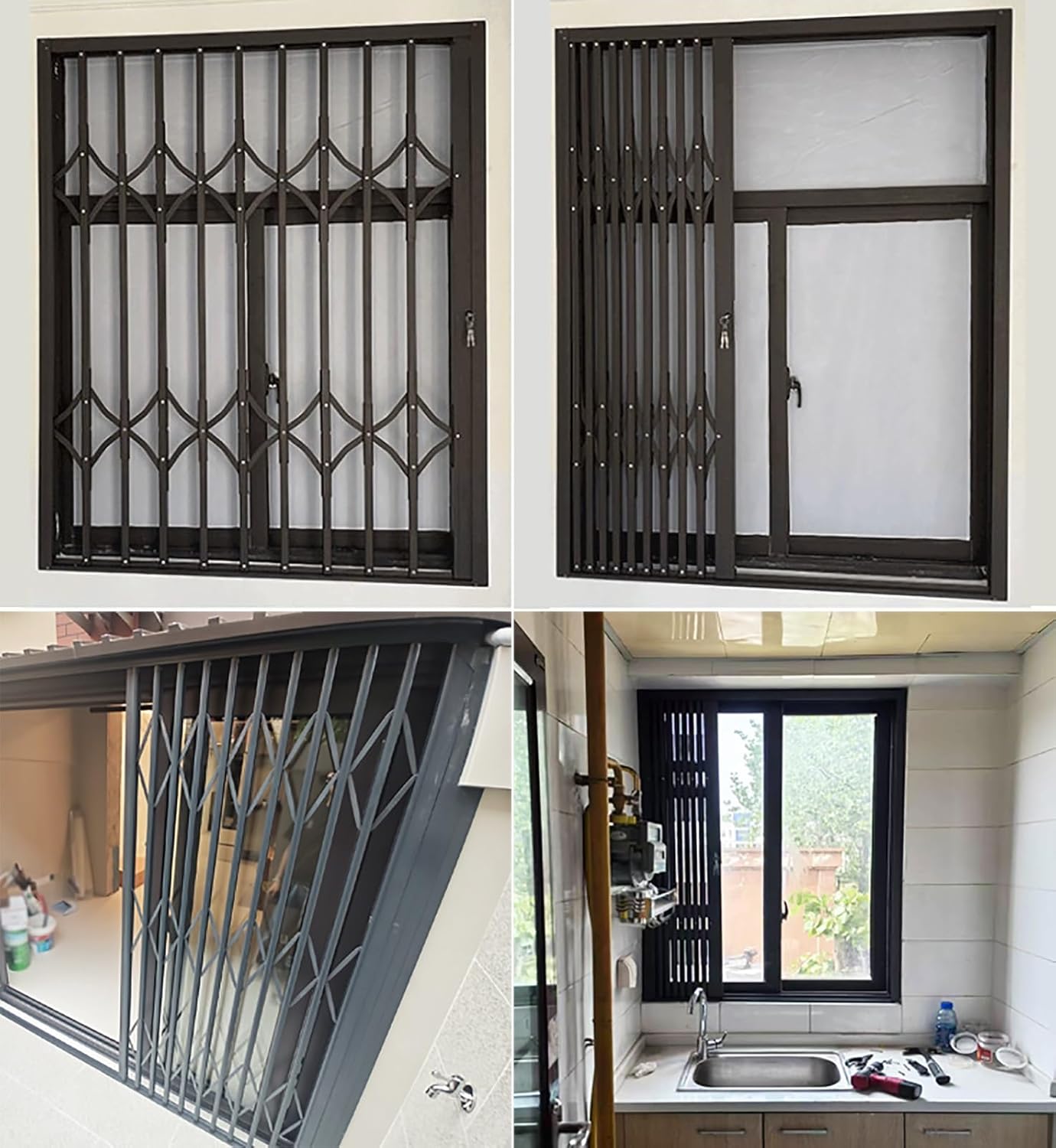 Foldable Window Security Bars - Adjustable Burglar Safety Guard for Kids, 20-50in Window Grille Balustrade, Sliding Window Barricade (W85xH120cm/34x48in)