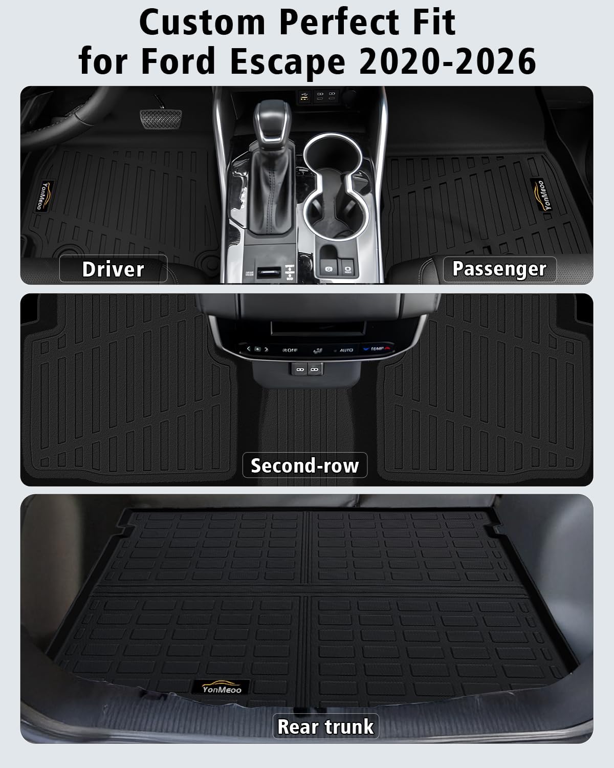 Floor Mats & Cargo Liner Custom Fit for Ford Escape Gas 2020-2025 2026 image 2