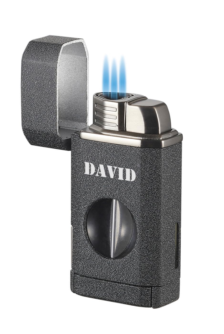 Personalized Visol Diablo Butane Torch Triple Flame Refillable Gas Lighter Built in Cutter Built in Holder Adjustable Flame