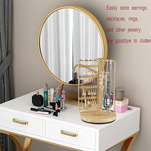 Miniatura 3 de DFU Organizador de joyas giratorio de 360 grados para organizar joyas, soporte giratorio para collares, aretes, soporte para aretes, estante de