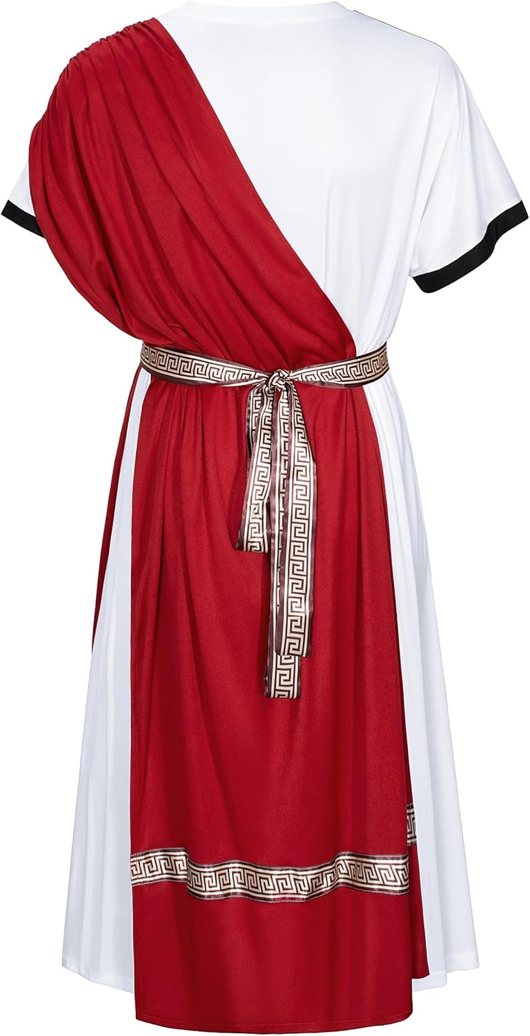 Men's Toga Costume - Greek God Roman Cosplay Outfit Halloween Robe Accessories Set - Image 4