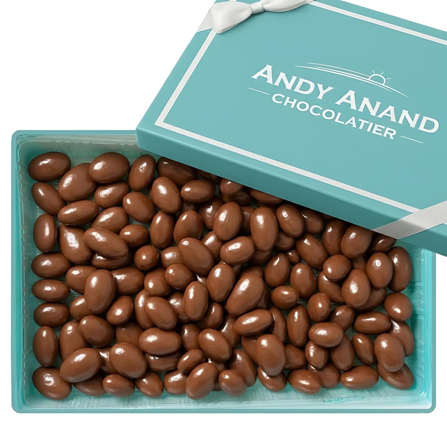 ANDY ANAND CHOCOLATIER Milk Chocolate Covered Almonds - Freshly Roasted Crunchy Almonds Smothered in Rich Creamy Belgian, Ideal For Women, Men and Kids, Delicious, No Preservatives, Beautiful Gift Boxed (1 lb)