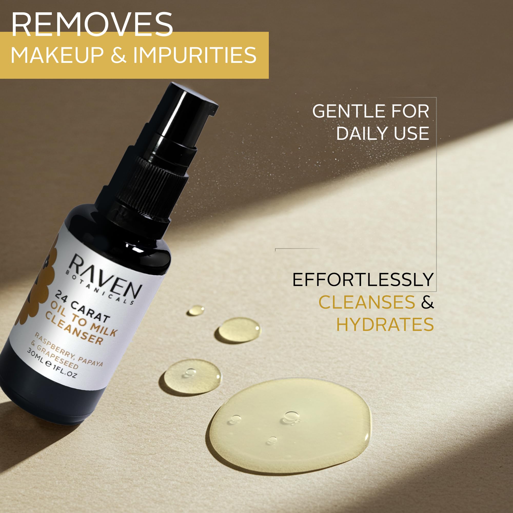 Raven Botanicals, 24 Carat Oil to Milk Cleanser, Gentle Exfoliating Formula, Vegan, Cruelty-Free, Preservative-Free - Image 4