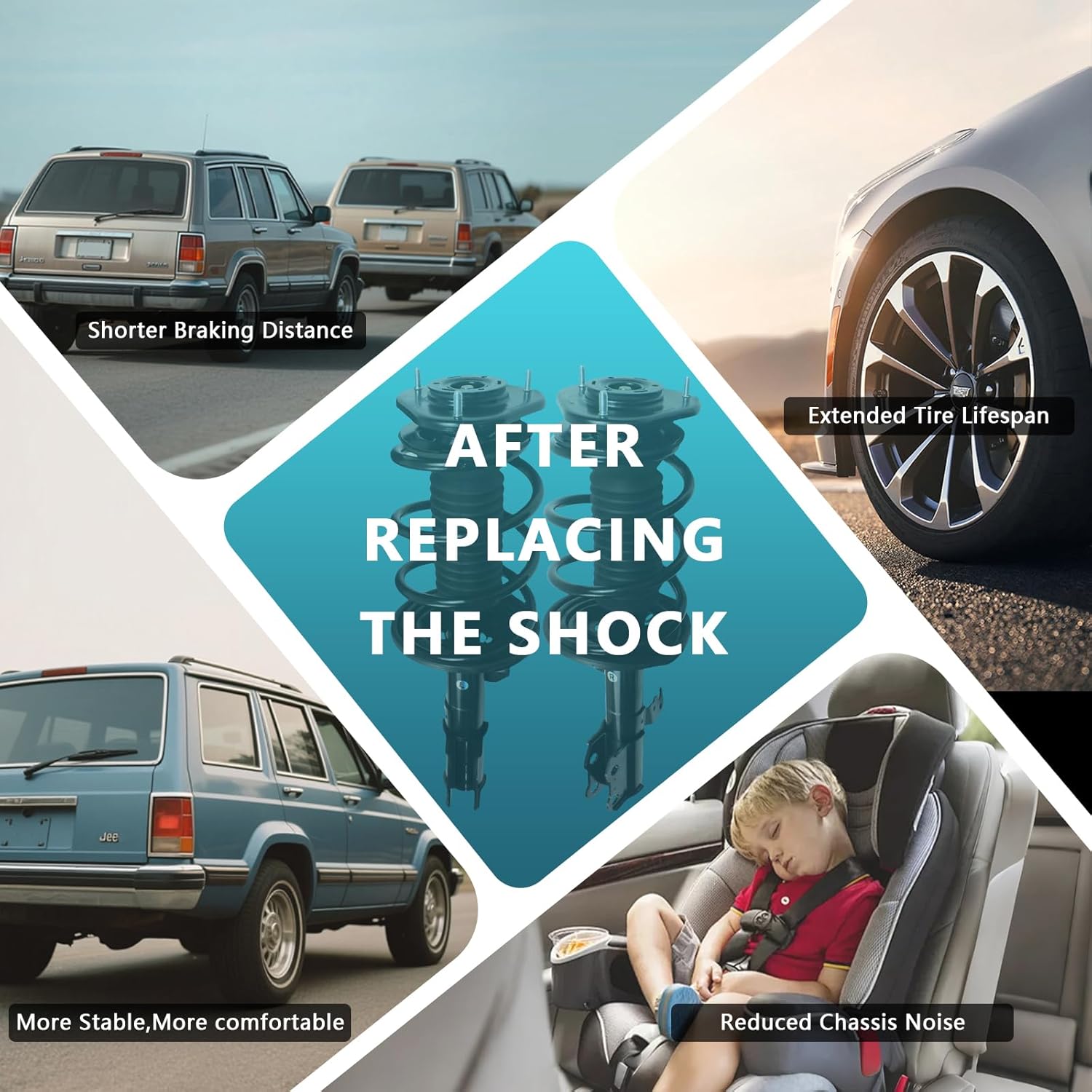 2X Front Struts Shock Absorber Assembly w/Coil Springs Replacement for Toyota Corolla 2003 2004 2005 2006 2007 2008 (172114 172115)