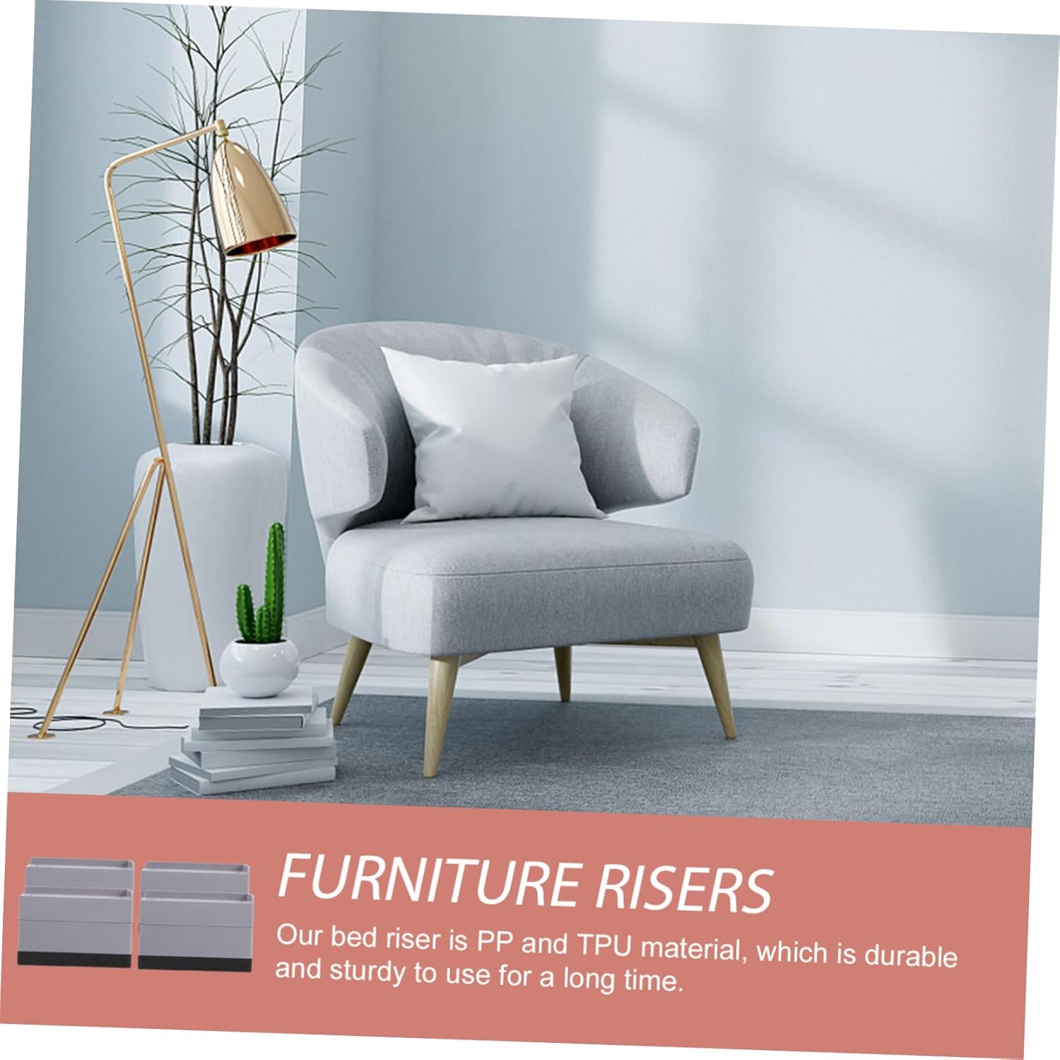 4pcs Bed Risers Heavy Duty Couch and Furniture Lifters Non- Design for Easy Installation Height Increase for Sofas Washing Machines and Tables