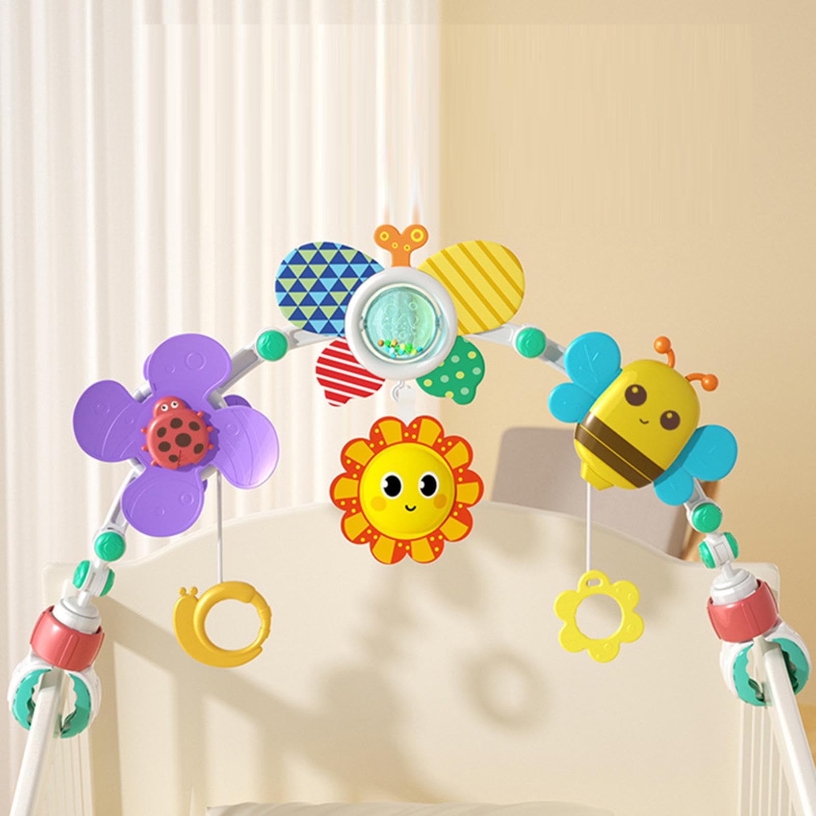 Genérico Activity Arch Toys - Accesorio de Juego de Viaje Honeybee | Cochecito Plegable, de Cuna con sonajero mordedor, Sonido Arrugado, Asiento de Coche de bebé, de Desarrollo de Entretenimiento