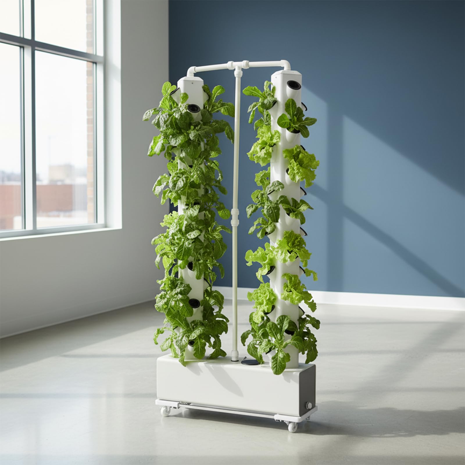 Juego de cultivo vertical de 7 capas, 56 pods, hidroponía con depósito de agua de 30 L, bomba de hidratación, adaptador, kit de torre hidropónica para plantas de interior, hierbas, frutas y verduras