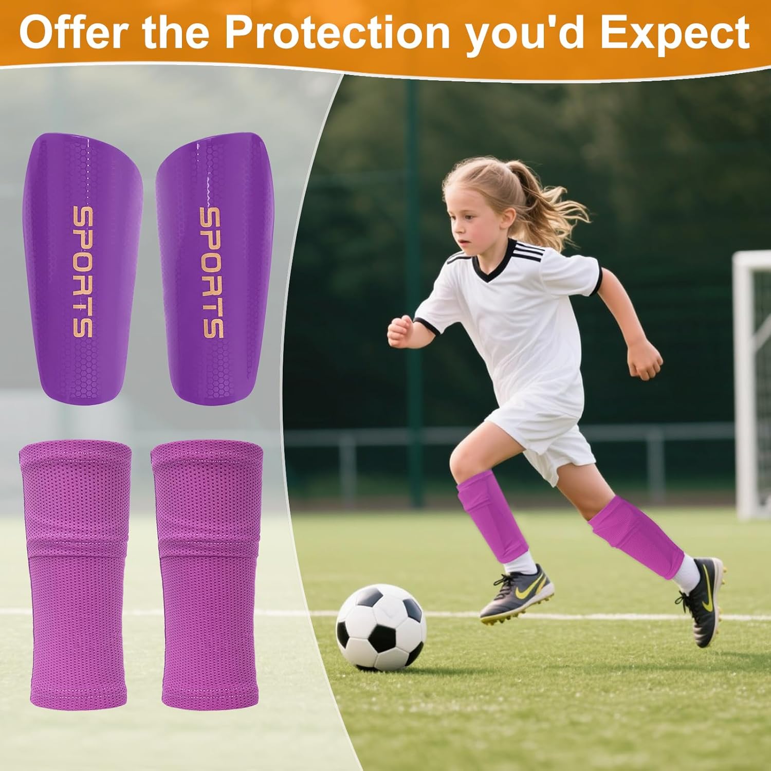 Shin Guards Soccer Kids 2025 Version High-Density Foam Soccer Shin Guard with Sleeves Shin Protective Pads for Kids Daily Practice School Competitions Outdoor Play - Image 7