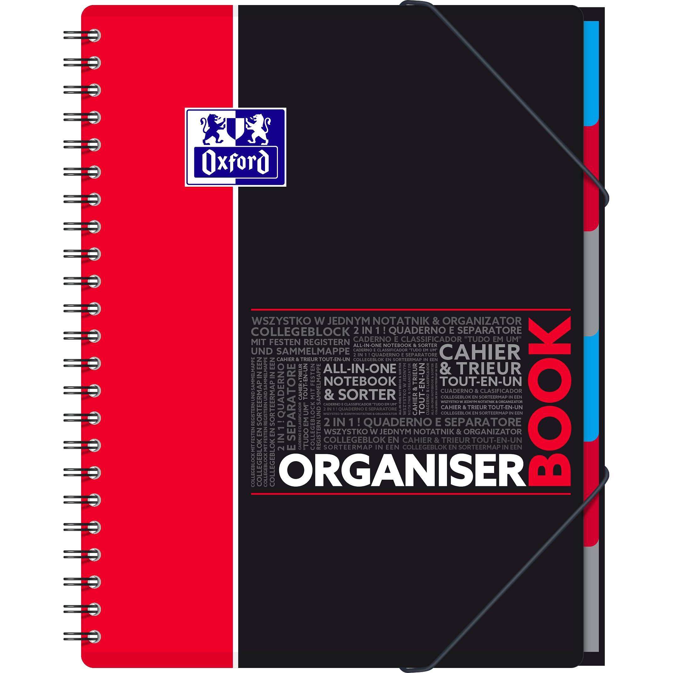 Oxford Lot de 1 Organiserbook Cahier A4+ Ligné Etudiant 160 Pages Couleurs Aléatoires