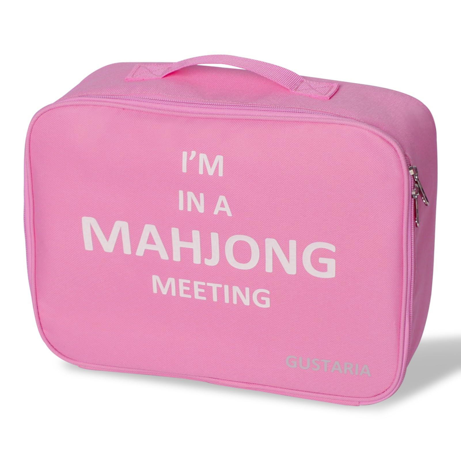 Elegante Mahjong-Tragetasche Aus PU-Leder – Gesteppt, Mit Reißverschlussfach, Verstellbarem Schultergurt & Griffen