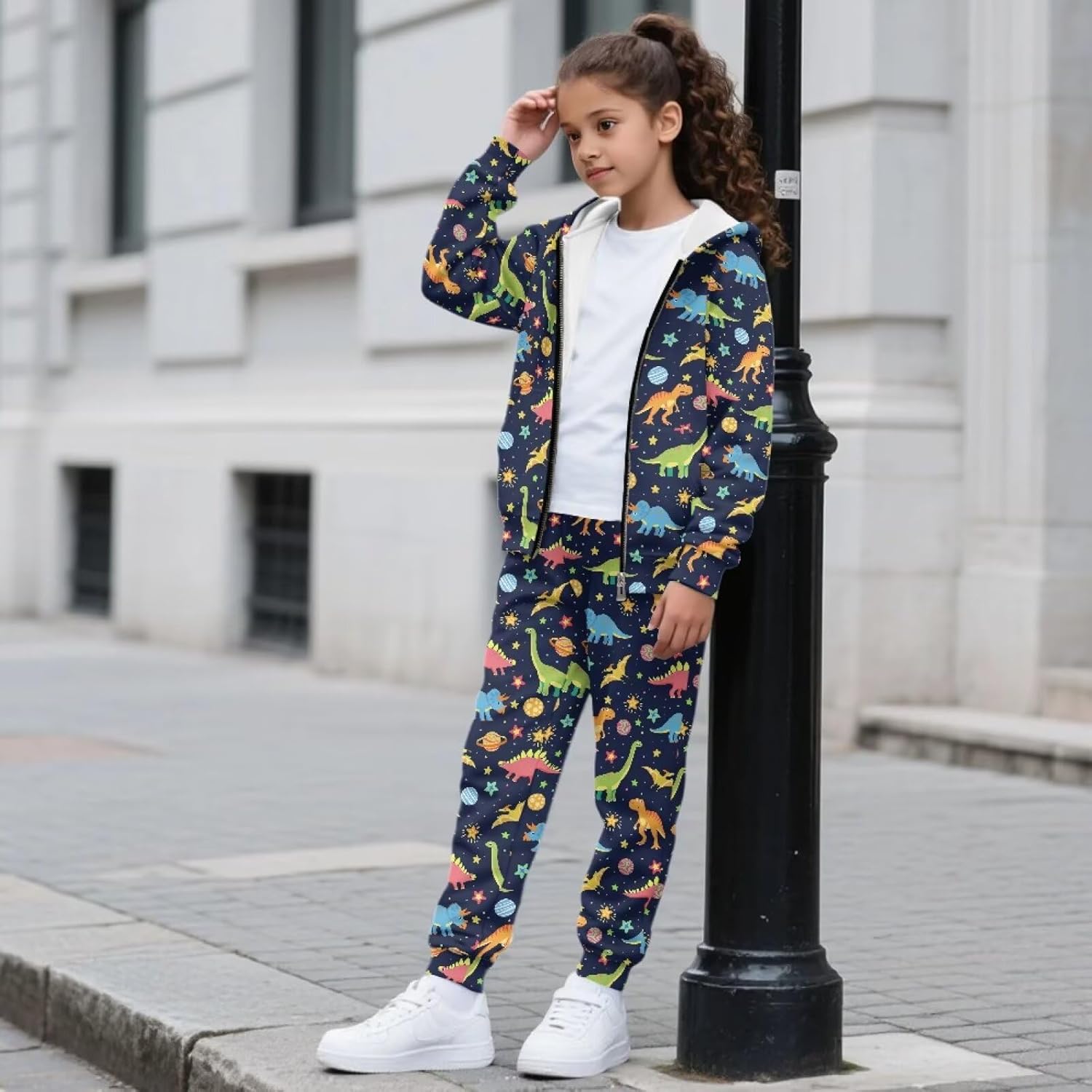 Sweatshirts and Sweatpants for Girls 6-15Y Kids Sportswear Zip Up Hoodies and Pants Set