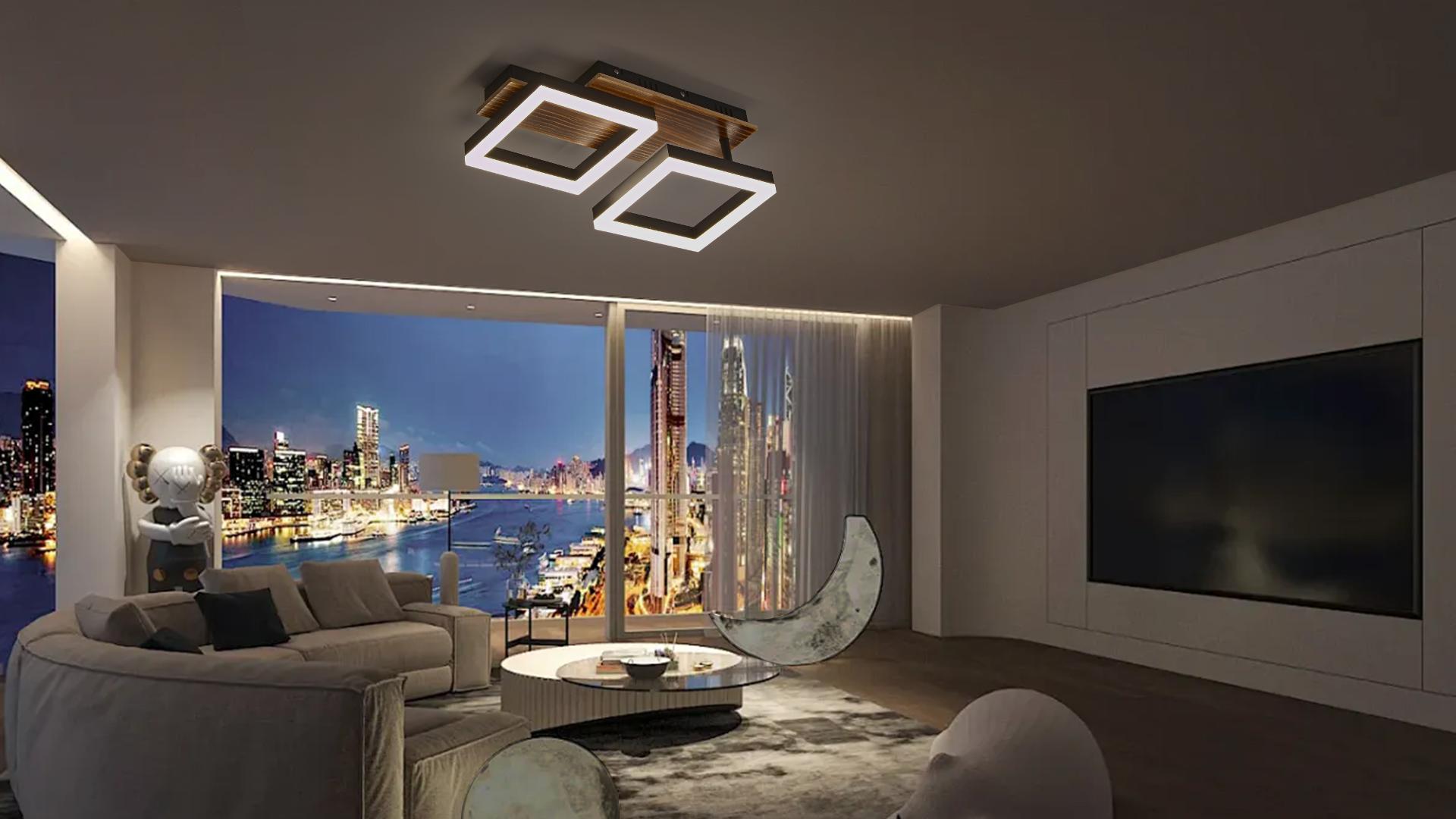 Meloweel LED Deckenleuchte Aus Massivholz – Dimmbar Mit Fernbedienung & Nachtlicht | 48W, 4000lm, 3000-6000K