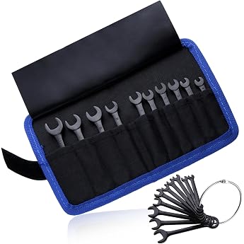 LEONTOOL Mini Wrench Set Metric 10-Piece Ignition Key Set 4-11 mm Open-End and Ring Combination Spanner Set Super Thin Small Wrench Set