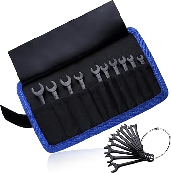LEONTOOL Mini Wrench Set Metric 10 PCS Ignition Wrench Set, 4-11mm, Black