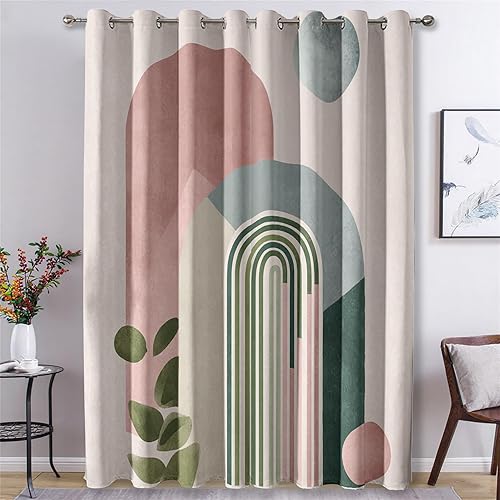 Miniatura 13 de 70s Retro Curtains 45 Inch Length 2 Panels Set, Abstract Boho Swirl Balckout Curtains for Bedroom Living Room Decor, Groovy Orange Grommet Thermal