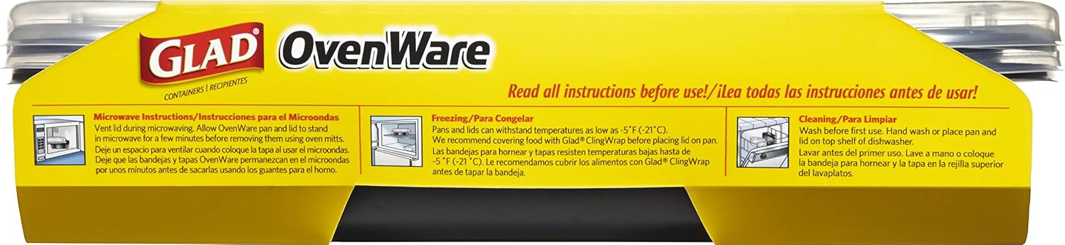 Glad OvenWare XL Rectangle Food Storage Containers, (96 Oz) | Extra Large Glad Food Storage Containers for Everyday Use, Safe for Use in the Oven, 2 Count (Pack of 6)
