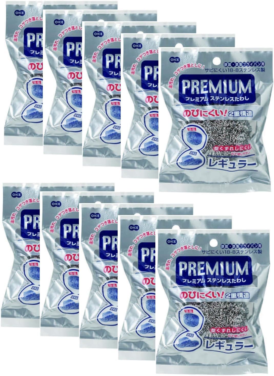 OHE Premium Stainless Steel Scourer Regular 10 Pack