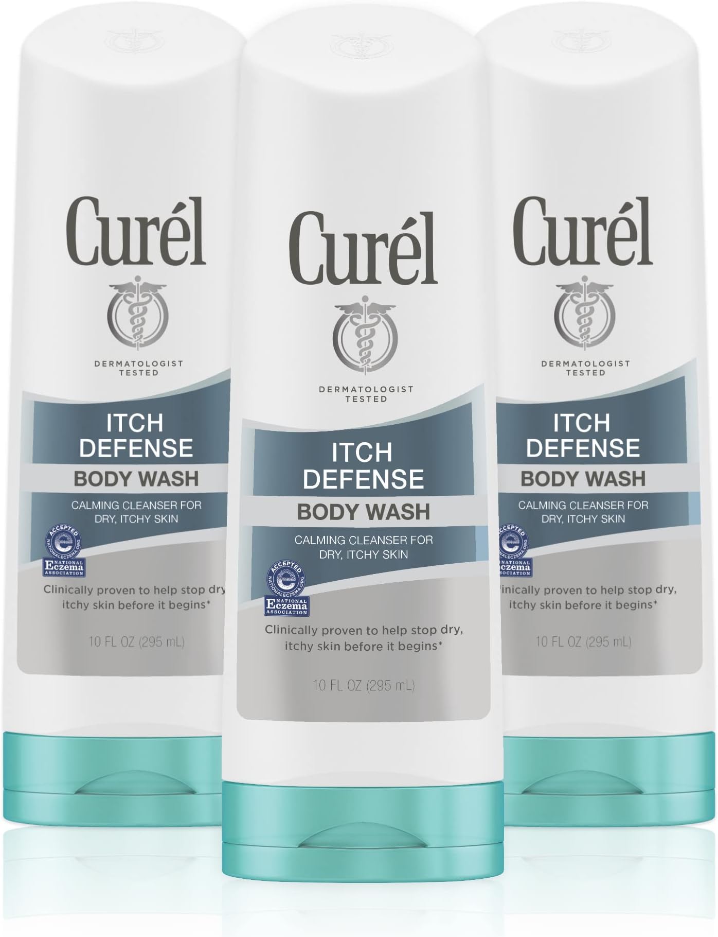 Curel Itch Defense Calming Body Wash, Soap-free Gentle Formula, for Dry, Itchy Skin, with Hydrating Jojoba and Olive Oil, 10 oz (Pack of 3)
