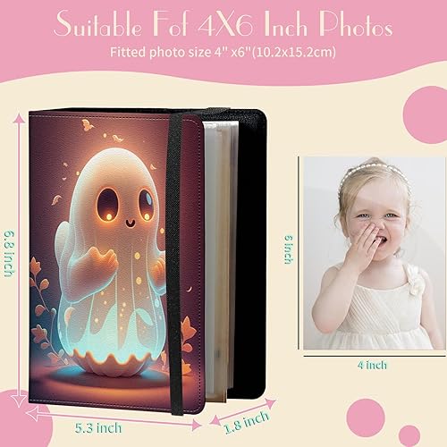 Miniatura 2 de Álbum de fotos de 4 x 6 pulgadas, capacidad para 60 fotos, cubierta de piel sintética, álbum de fotos con banda elástica fuerte, álbum de fotos