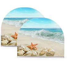 Napkin Holder Summer Beach Seashells Table Paper Napkins Holder Acrylic Tissue Dispenser Kitchen Dining Room Party, 2 Pack