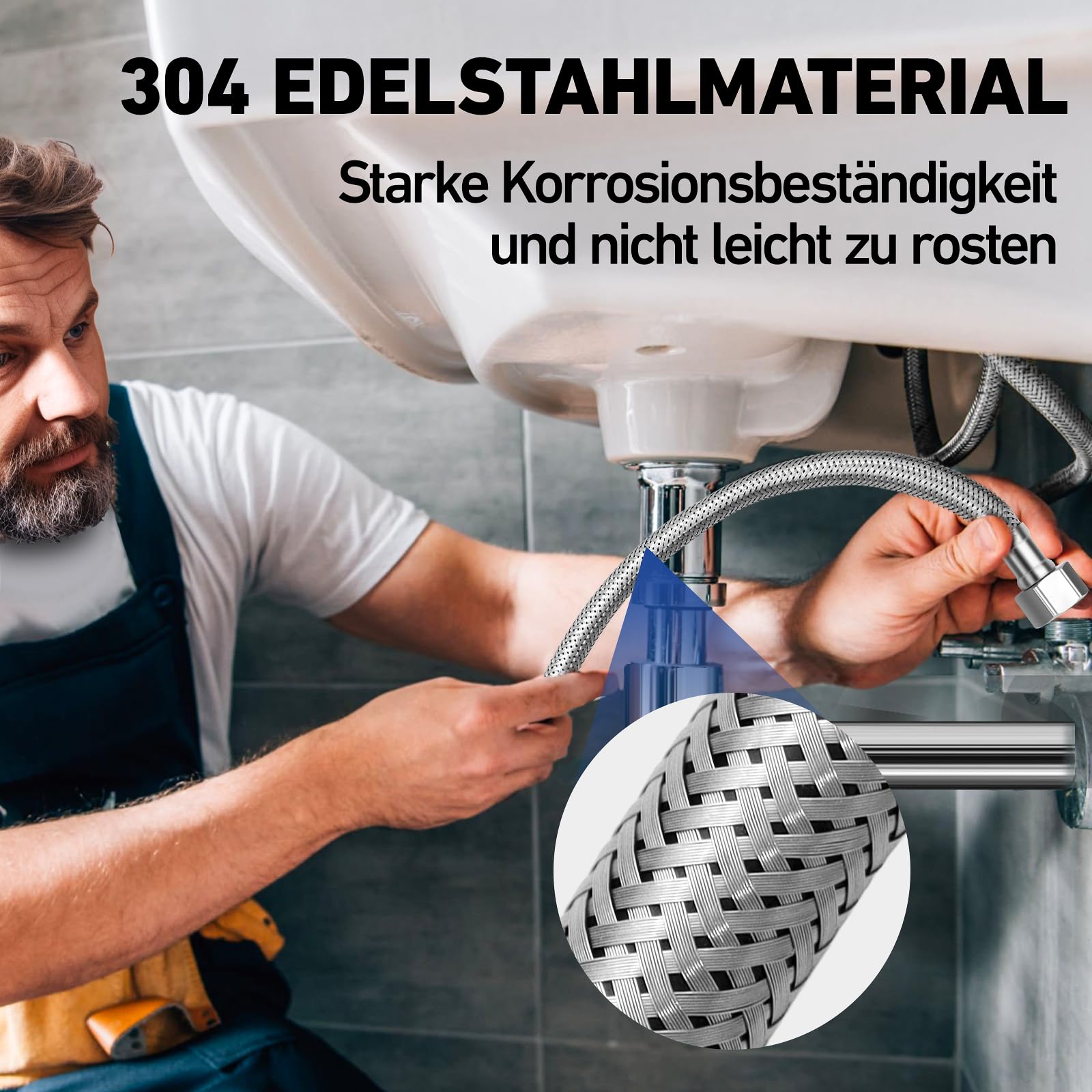 TNSLAND 2 stuks flexibele slang 3/8, aansluitslang armatuur