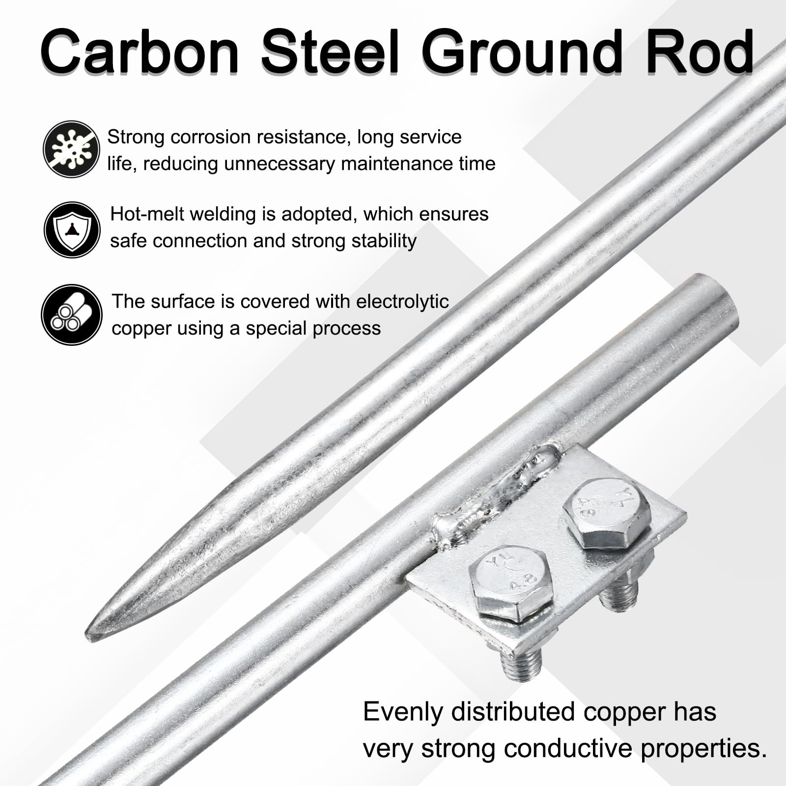 QUARKZMAN 0.6" Palo Terra Caldo Zincato Messa a Terra Pin 3.3ft 2pz