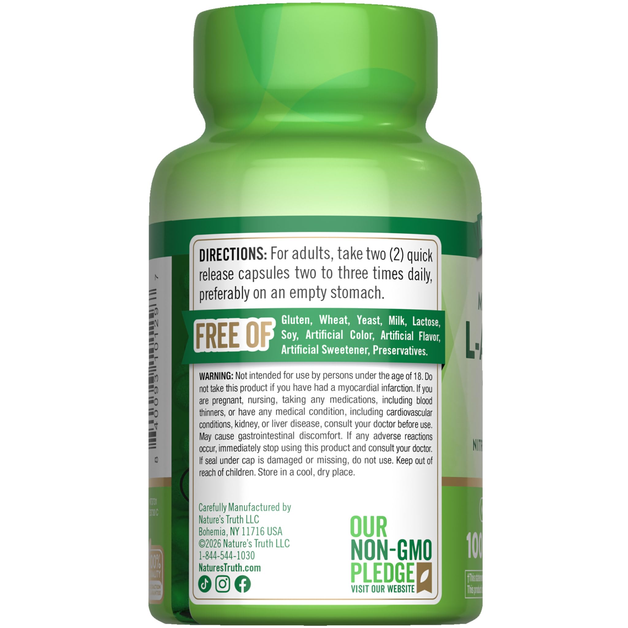 Nature's Truth L-Arginine 1000mg | 100 Capsules | Mega Strength — Amazon image 7