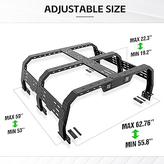 Adjustable 22.3" Full-Size Truck Bed Racks with LED Lights Compatible with F150/ Tacoma/Tundra/Gladiator JT/Silverado & Sierra 1500/ Ram 1500/ Titan/Frontier/Colorado/Canyon/Ranger