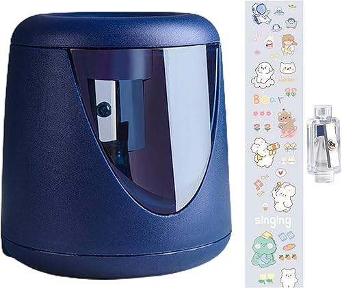 Tainrunse Sacapuntas de lápiz virutas Bin diseño automático sacapuntas eléctrico regalo conveniente azul