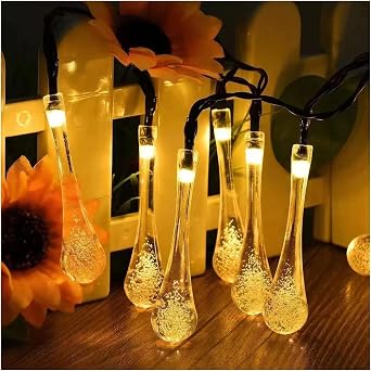 Solar Light String, 7m50 Light Outdoor Bubble Ball String Light Outdoor Star Solar Light String for Bedroom Party Wedding Garden and Christmas Tree DecorWater Droplets Warm White