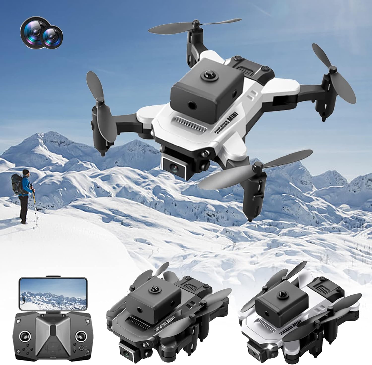 Bzdzmqm Mini dron para niños y adultos dron con cámara HD dual de 1080p ...