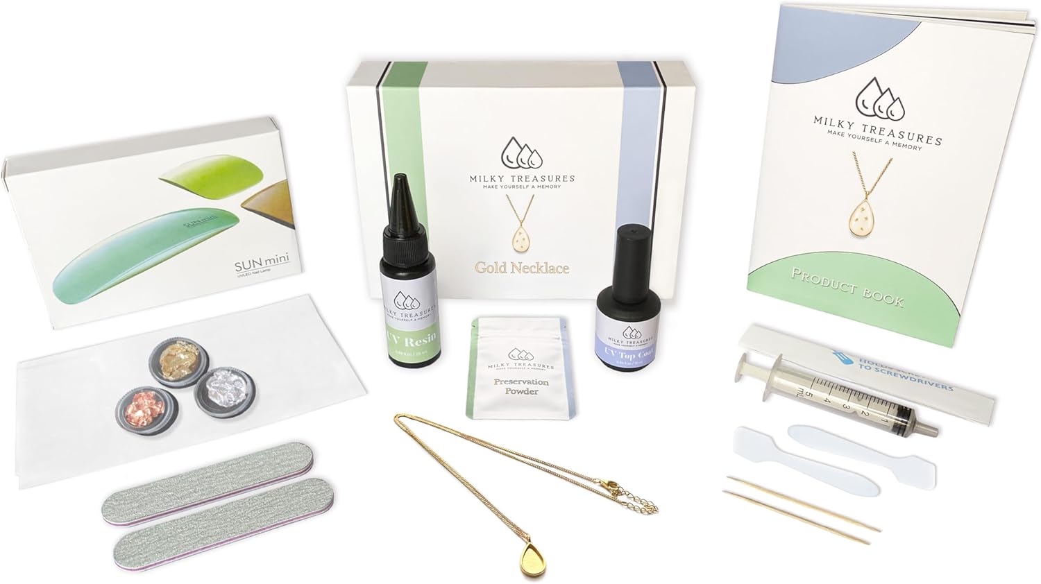 Gold Necklace DIY Breastmilk Jewelry Making Kit | Gold plated 925 Sterling Silver Pendant | Breastfeeding Keepsake | New Mom Gifts | Lactation | Mother's Day [Full KIT]