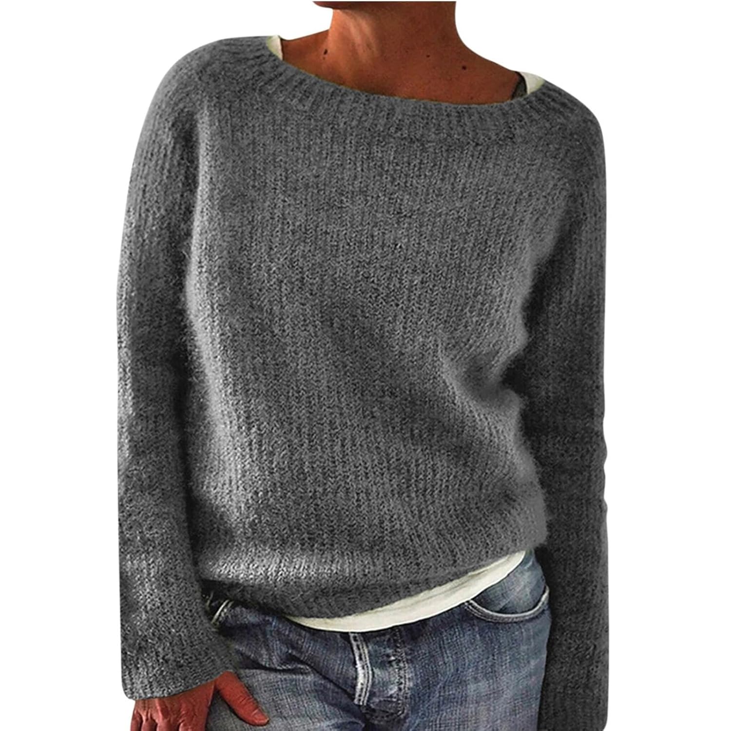 Womens 2025 Fall Winter Print Knitted Pullover Sweater Trendy Crew Neck Long Sleeve Vintage Color Block Knit Tops