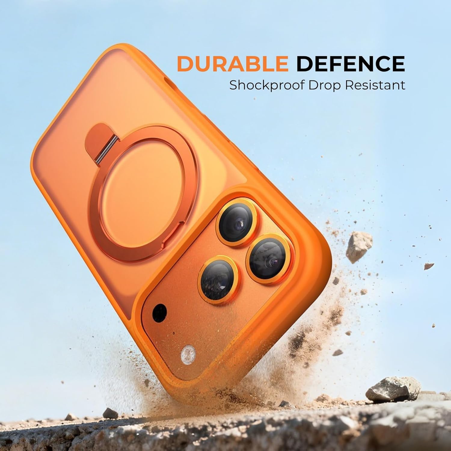 LOOXER® O-Stand Ultra-Magnetic Case for iPhone 17 Pro Max (6.9”) | 2-in-1 Kickstand | Military-Grade Drop Protection | Premium Matte Finish + Screen Protector Included (Orange, 17 Pro Max)