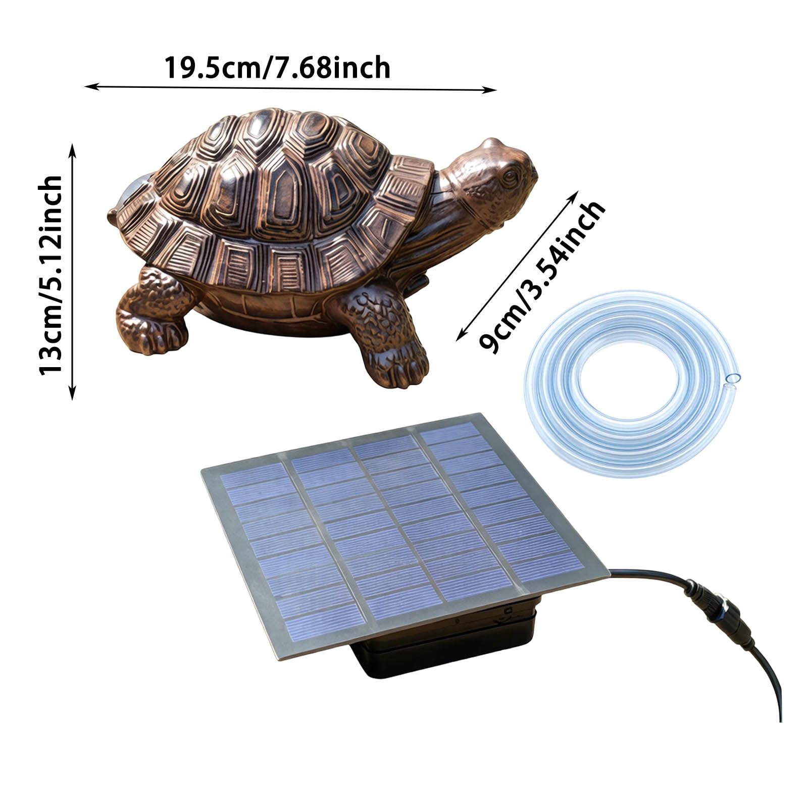 Épuisette de bassin à énergie solaire en résine en forme de tortue - Entraînement pour petits jardins avec décoration de jeu d'eau (gris, 17,5 x 13,5 x 29,5 cm)