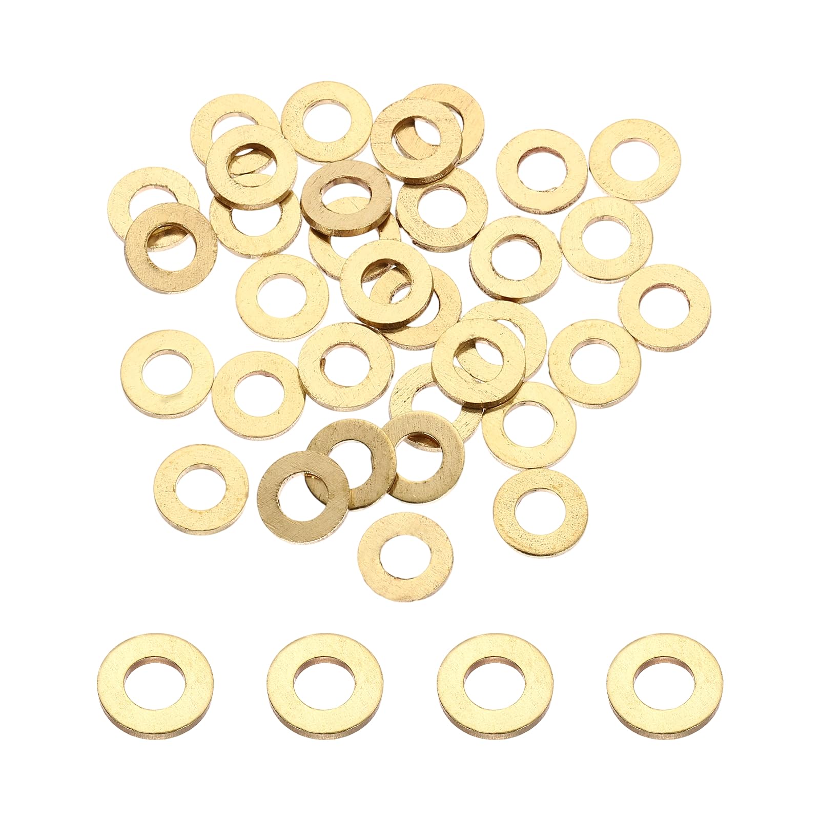 PATIKIL M6 Flat Washers, 56PCS 12mm OD 1.5mm Thick Brass Ring Thin Flat Spacers Metal Sealing Gasket Ring for Screw Bolt Faucets Hose
