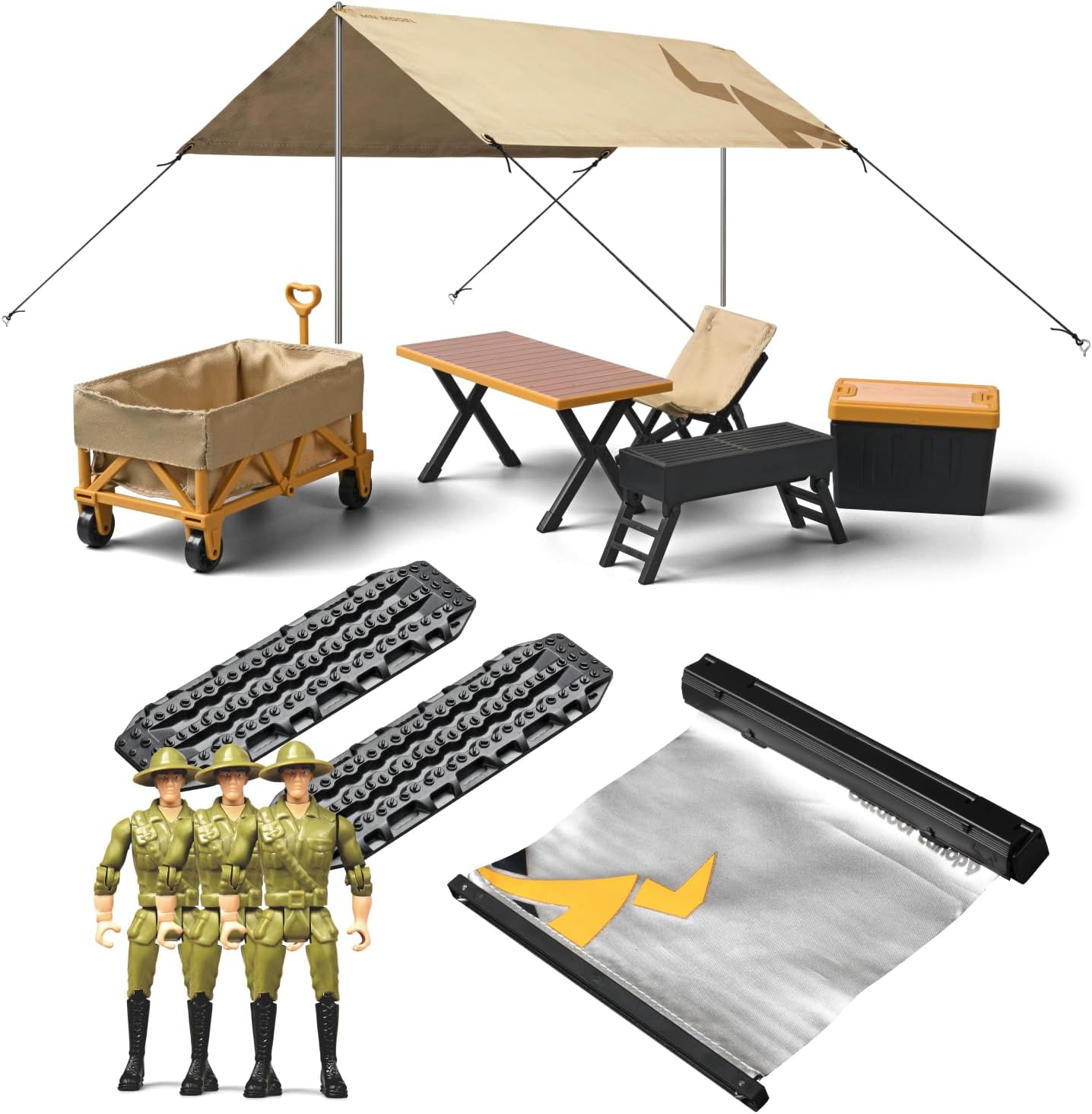 1:12 Outdoor Camping Set for RC Car DIY Modification Scene Decoration, 13Pcs Mini Figures for RC Vehicles Crawler Trucks Accessories