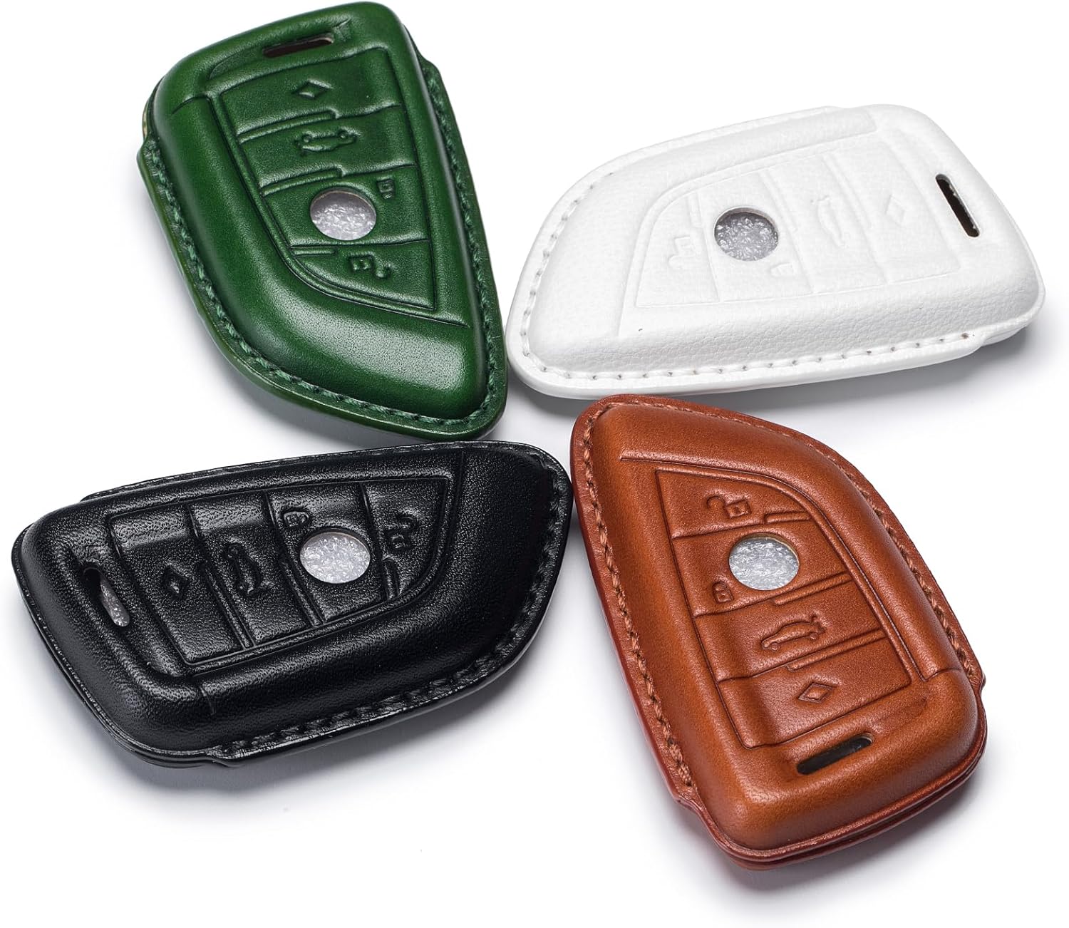 for BMW Key Fob Cover Genuine Leather with Keychain,Leather Key Case Protector Compatible with BMW Series 1 2 5 7,New X1 X3 X5 X6 Smart Key Anti-dust Full Protection - Image 4